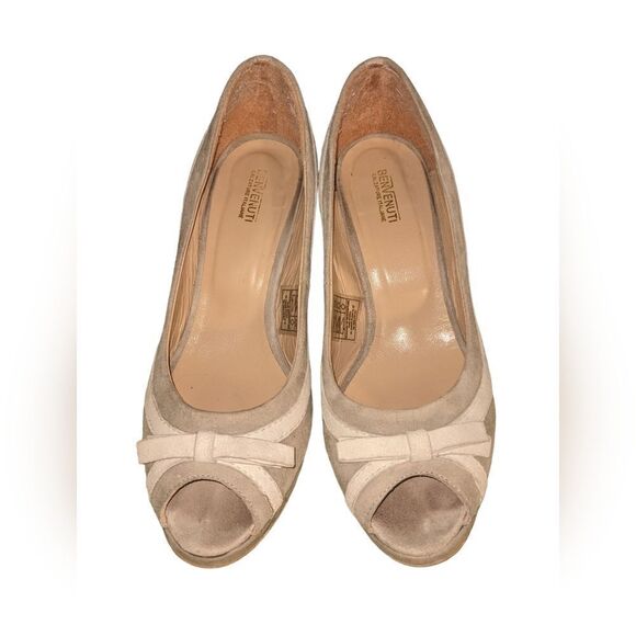 Benvenuti Calzatyre Italiane gray suede peep toe heels size 37 - Picture 1 of 12